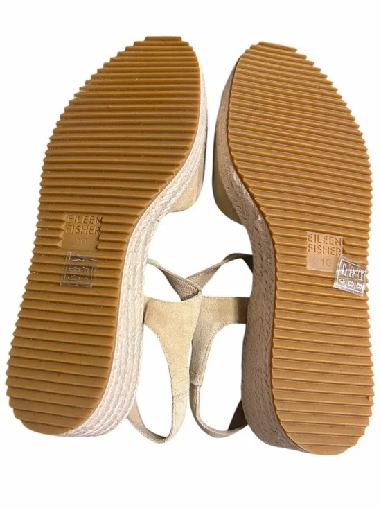 Eileen Fisher Tan Suede Espadrille Slingback Wedge - Picture 10 of 10